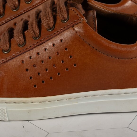 Vince Camuto Cowon Cognac Cow Analine Brown Leather Court Sneaker Boys 11.5 - Picture 11 of 12